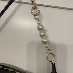 Handbag strap extender with Pearl and Gold Accents